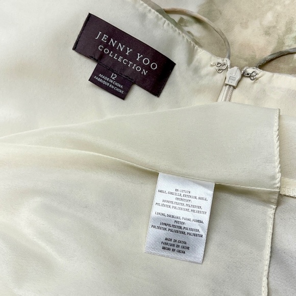 Jenny Yoo Inesse Chiffon V-Neck Spaghetti Strap Gown Floral Grey Multi Size 12 - Picture 9 of 12